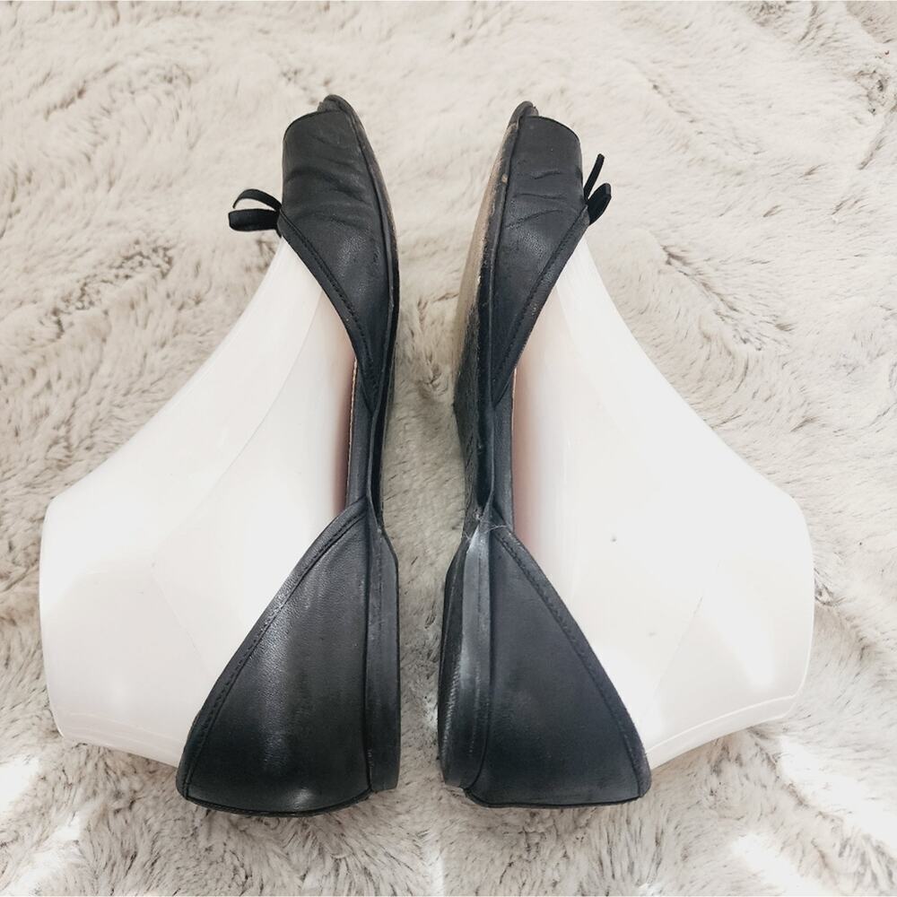 PRADA BLACK PEEP TOE FLAT SANDAL SIZE 35.5 (5.5) - Picture 6 of 9